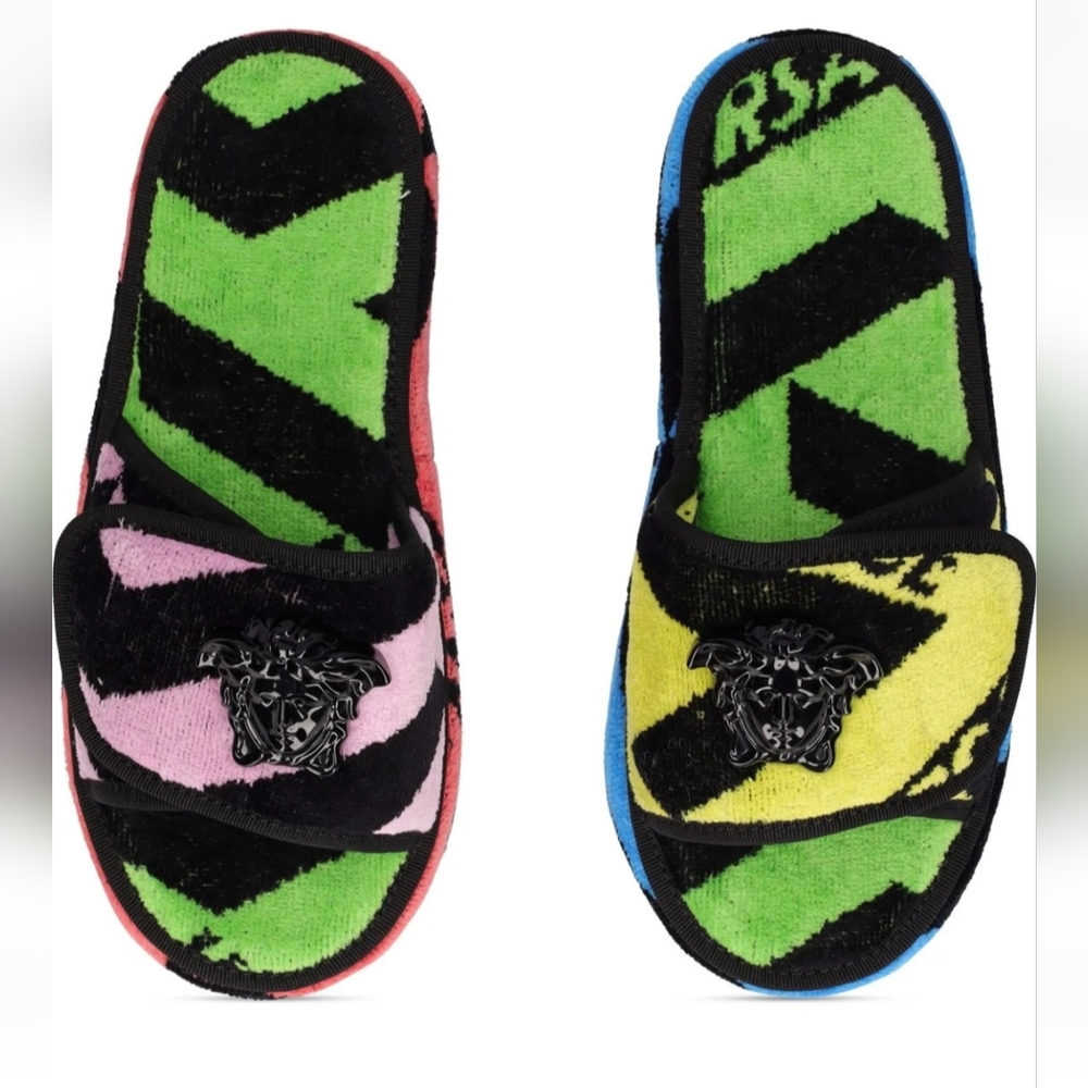 Versace La Greca jacquard cotton slippers
